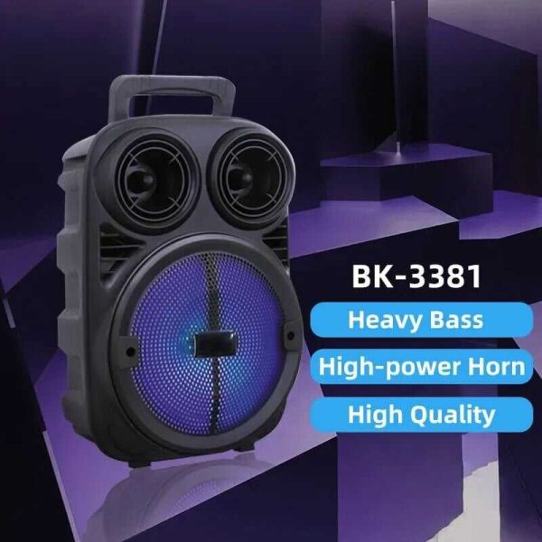 Audiobop BK-3381 Hordozható Bluetooth Hangszóró, 1200W PMPO, Karaoke Mikrofon, RGB Fény