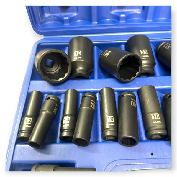 Haina HB-6522 Hosszított Dugókulcs Készlet, 20 részes, 1/2″, 8-38 mm, Cr-V Acél