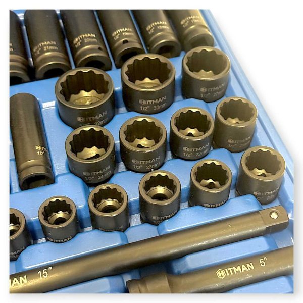Hitman HA-2581 Erősített 1/2" 12-Lapfejű Dugókulcs Készlet – Prémium Fekete Kivitel