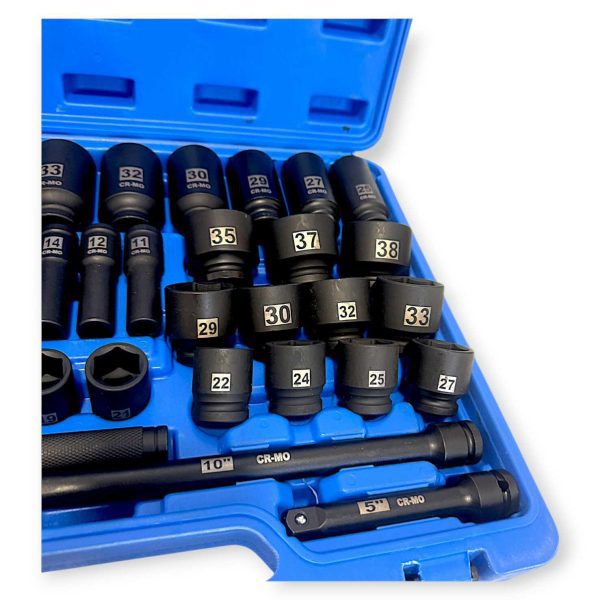 Hitman HA-2585 Erősített 1/2" 6-lapfejű dugókulcs készlet 43-részes Rövid és Hosszú