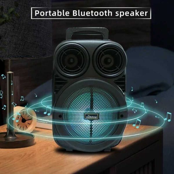 Audiobop BK-3381 Hordozható Bluetooth Hangszóró, 1200W PMPO, Karaoke Mikrofon, RGB Fény