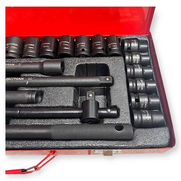 Hitman HA-6818 Erősített 12″ 12-pont Dugókulcs Készlet – 26 Részes Fém Kofferben