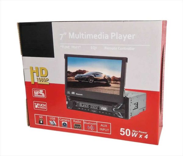 7" Autós Multimédia Lejátszó, MP5, 1DIN, 1080P, Érintőképernyő, Bluetooth