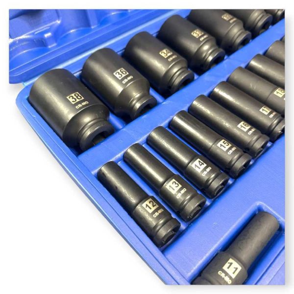 Haina HB-6522 Hosszított Dugókulcs Készlet 12 Csillagos – 20 Részes, 1/2″ Csatlakozású