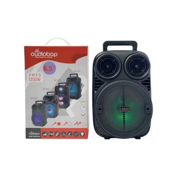 Audiobop BK-3381 Hordozható Bluetooth Hangszóró, 1200W PMPO, Karaoke Mikrofon, RGB Fény