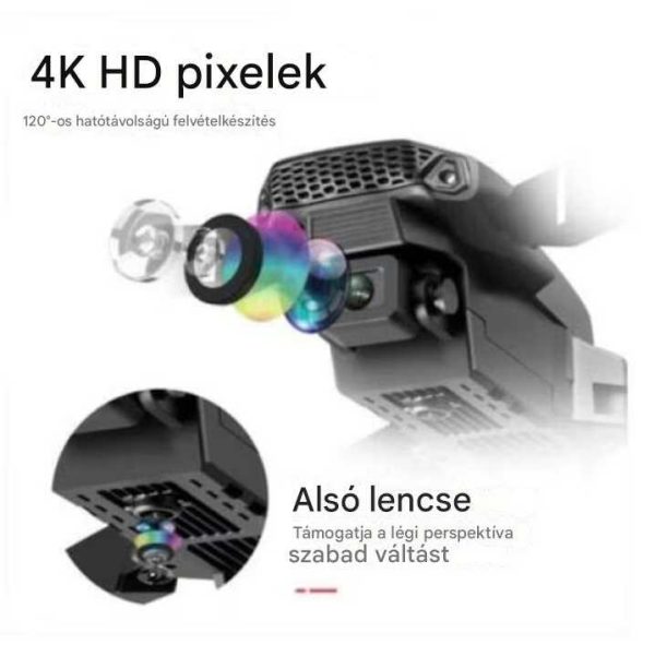 JINGONG KOS-13002 Összecsukható Mini Drón, 4K Duál Kamera, WiFi