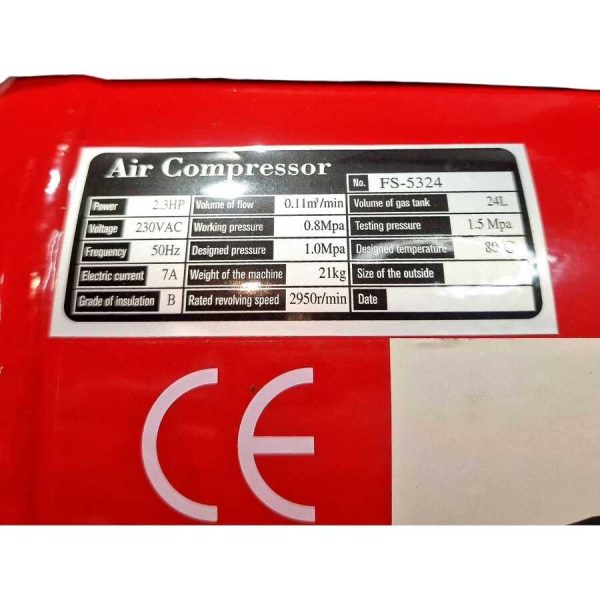 FISCHER KRAFT FS-5324 24L Olajkenésű Légkompresszor, 2.3HP, 8bar