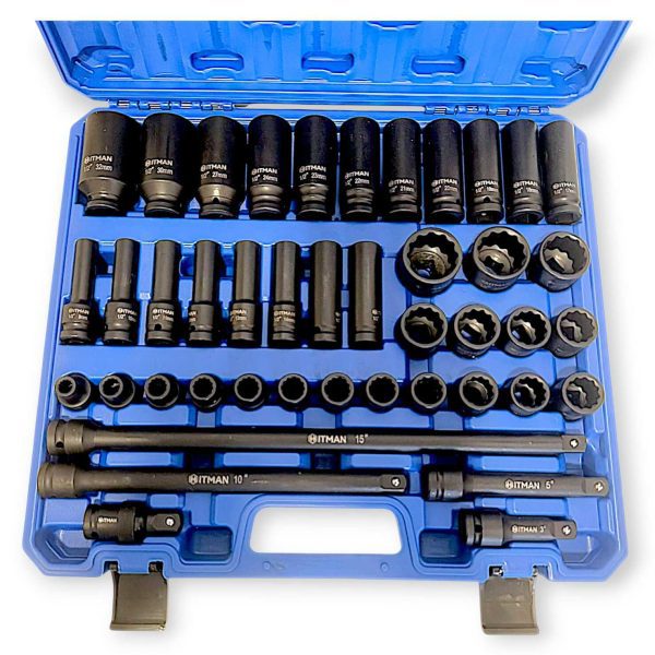 Hitman HA-2581 Erősített 1/2" 12-Lapfejű Dugókulcs Készlet – Prémium Fekete Kivitel