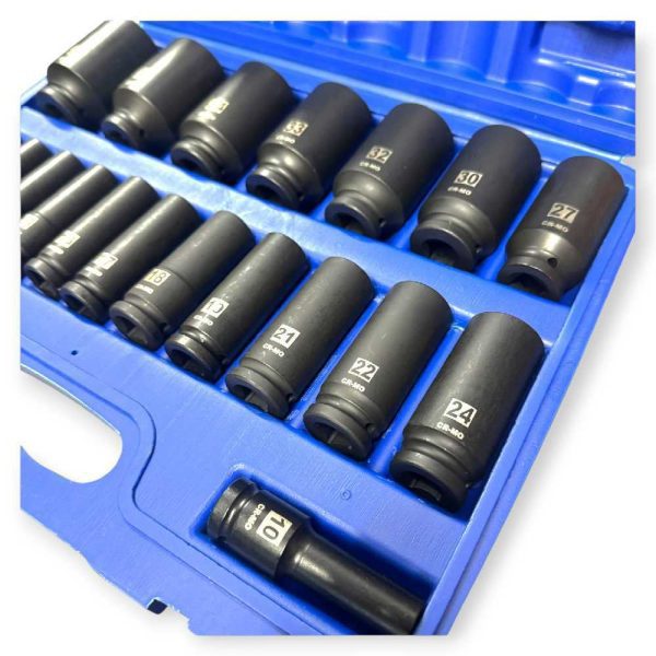 Haina HB-6522 Hosszított Dugókulcs Készlet 12 Csillagos – 20 Részes, 1/2″ Csatlakozású
