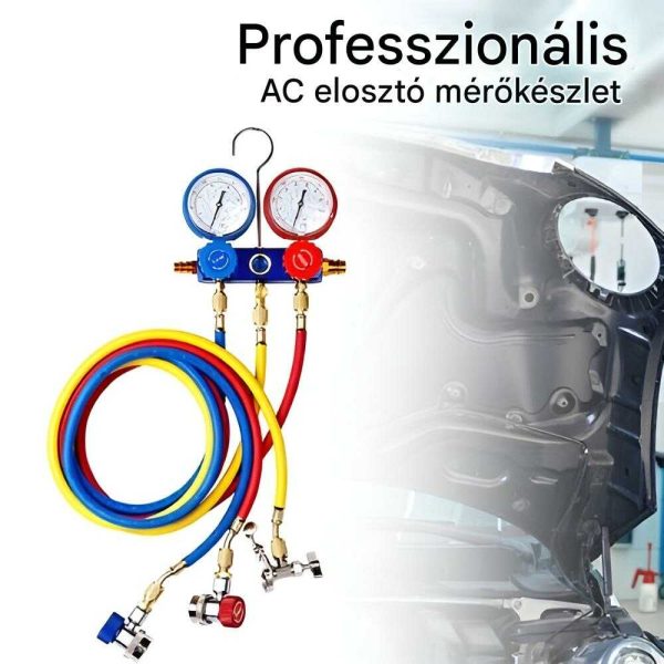 Haina HA-2103 Klímaszerelő Nyomásellenőrző Készlet, 2500 PSI, R410A/R22/R134A Kompatibilis