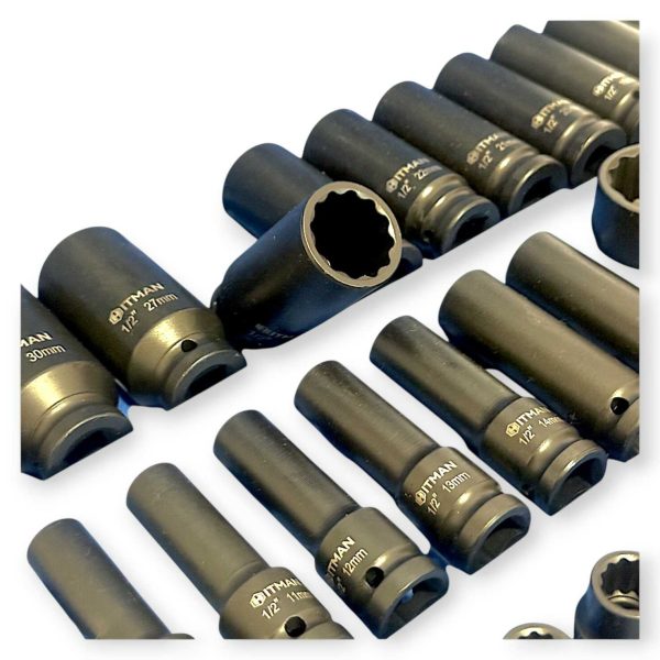 Hitman HA-2581 Erősített 1/2" 12-Lapfejű Dugókulcs Készlet – Prémium Fekete Kivitel