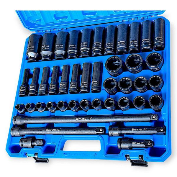 Hitman HA-2581 Erősített 1/2" 12-Lapfejű Dugókulcs Készlet – Prémium Fekete Kivitel