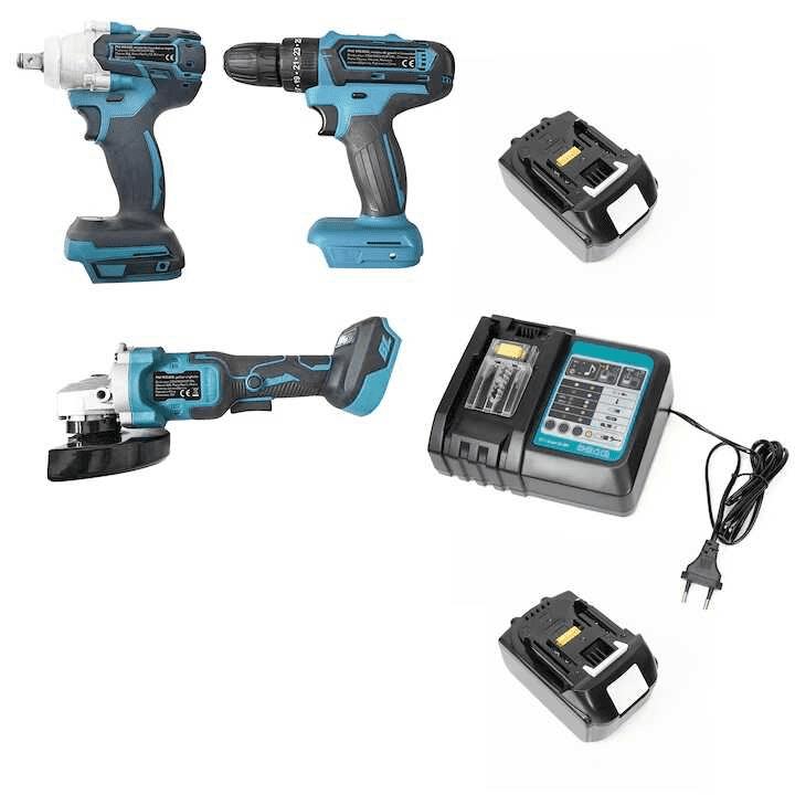 SUPAMASTER SM-35 akkus szerszámkészlet 88V 3 akkumulátorral, fúró-csavarozóval, ütvefúróval és sarokcsiszolóval