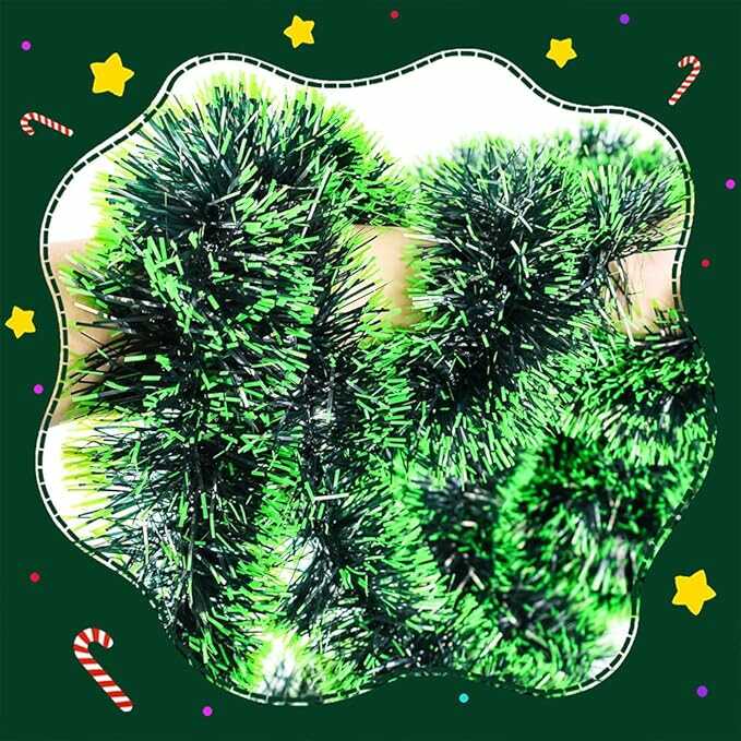 Karácsonyi Neon Fény – Prémium Kéttónusú Zöld Boa Girland 2 méter 6 cm