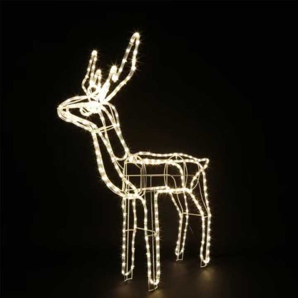 Karácsonyi 3D LED-es mozgó Rénszarvas, 120 cm, kül- és beltéri karácsonyi dekoráció Melegfehér 220 v