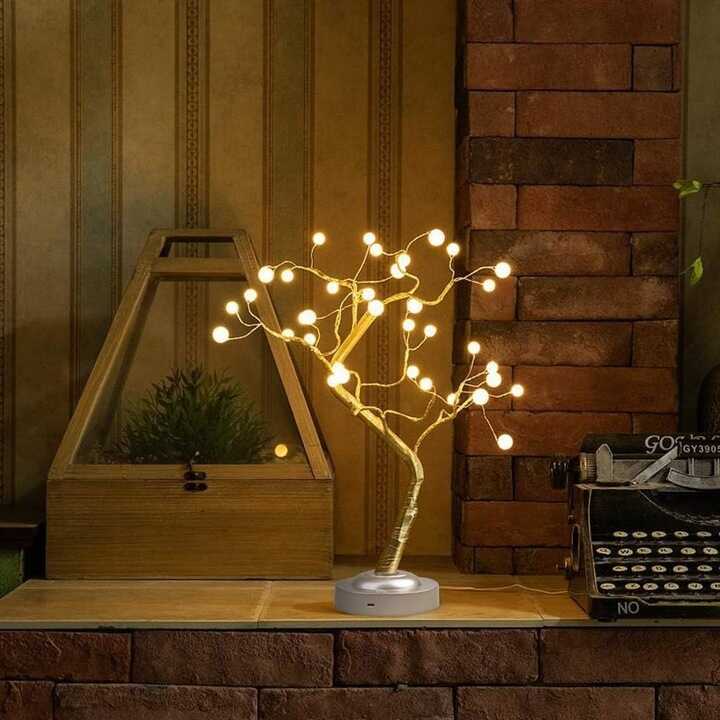 Asztali LED Bonsai (50 cm), Melegfehér, Elemes és Hálózati, Érintőkapcsolós