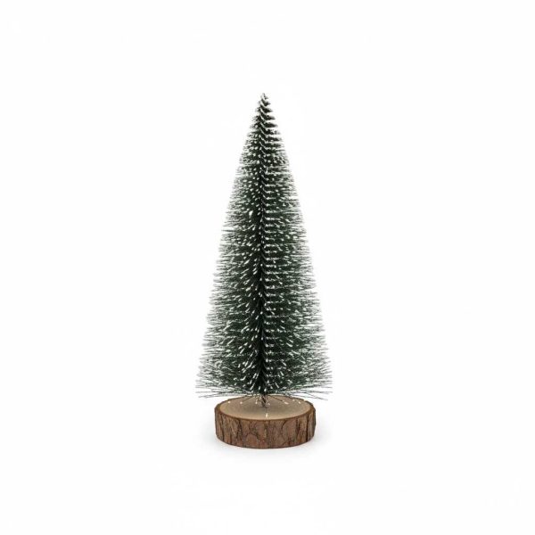 Hópihe mini Karácsonyfa Diszfenyő Asztalikarácsonyfa zöld havas Fa talpal 8 cm - Image 3
