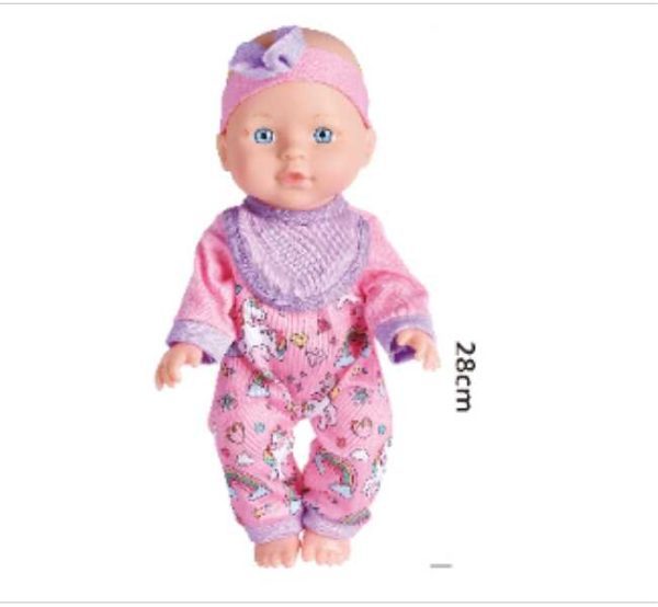 Játék baba etetőszékkel , 28 cm
