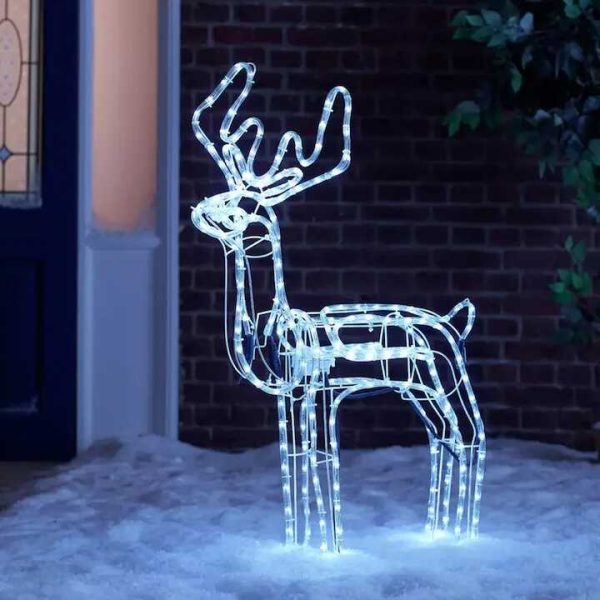 Karácsonyi 3D LED-es mozgó Rénszarvas, 120 cm, kül- és beltéri karácsonyi dekoráció Hidegfehér 220 v