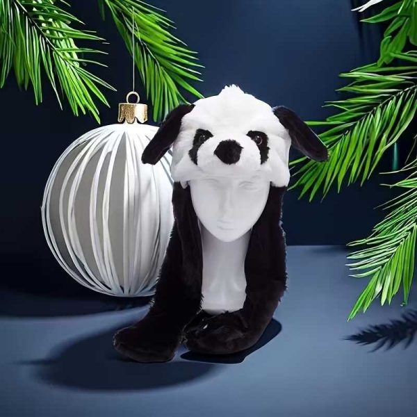 Pandás plüss sapka mozgatható fülekekkel