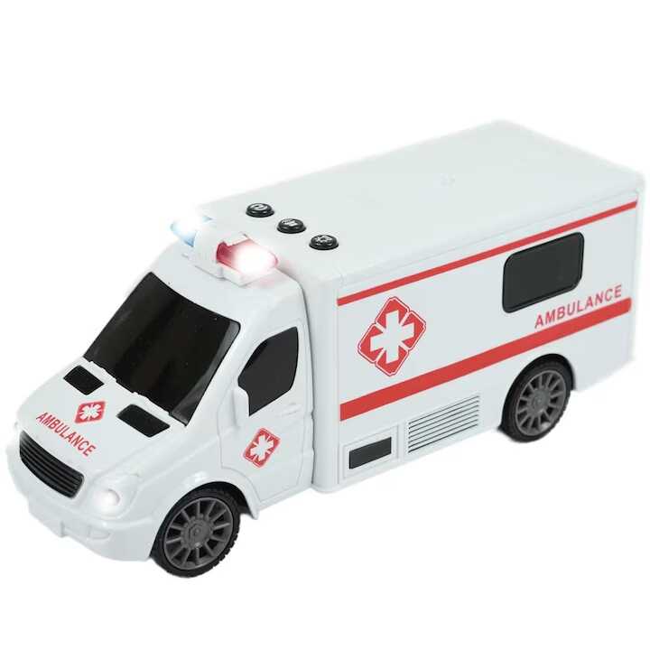 Távirányítós Mentőautó , villogó fényekkel és szirénával