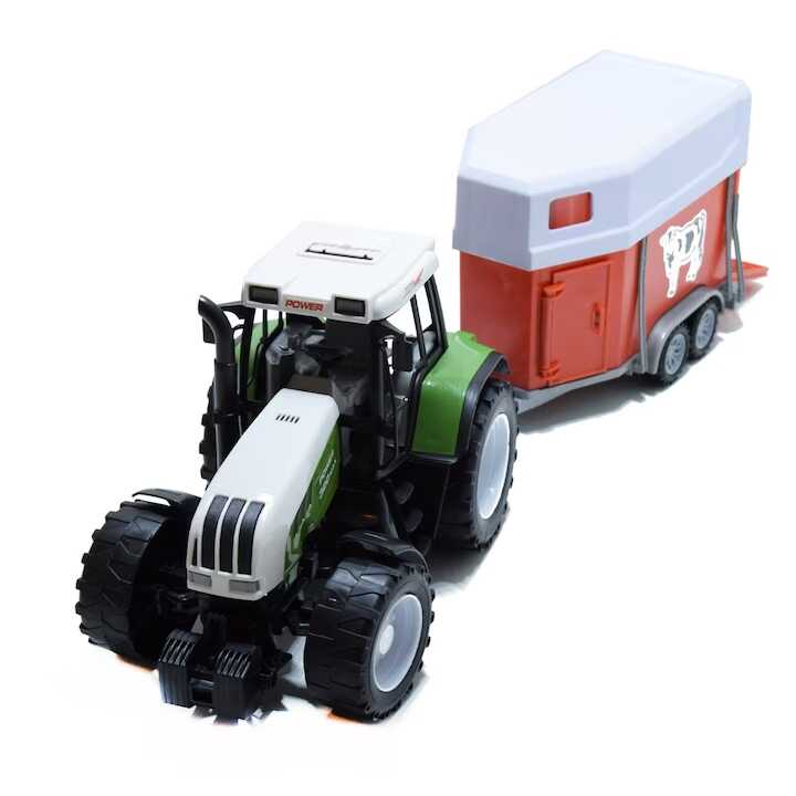 Játék traktor állatszállító utánfutóval , 60 cm