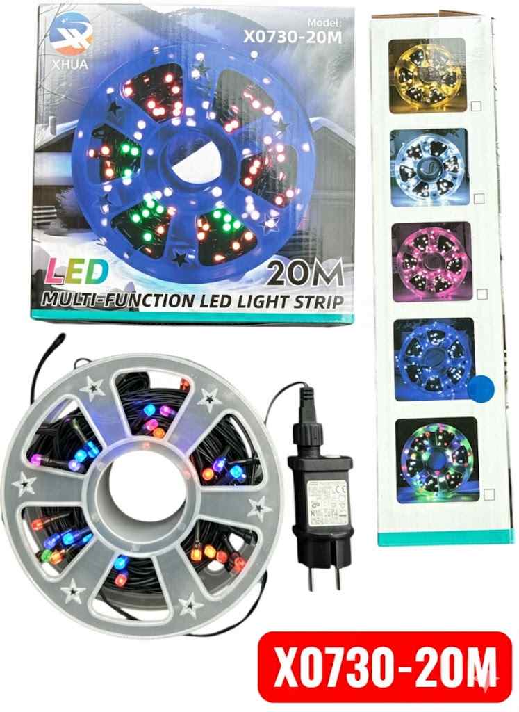 20 méteres Karácsonyi fényfűzér Égősor RGB színes, 8 funkciós kül és beltéri élénk szín IP44 X0730