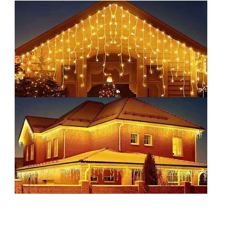 Karácsonyi Jégcsap LED Fényfüzér, 30 méteres, 600 LED, Meleg fehér kültéri ip 44 610W
