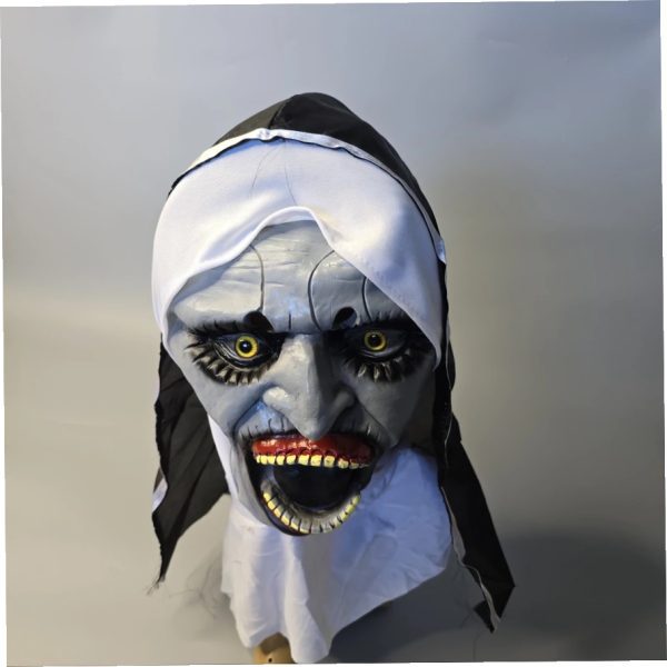 Halloweeni rémisztő apáca gumi maszk