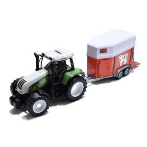 Játék traktor állatszállító utánfutóval , 60 cm