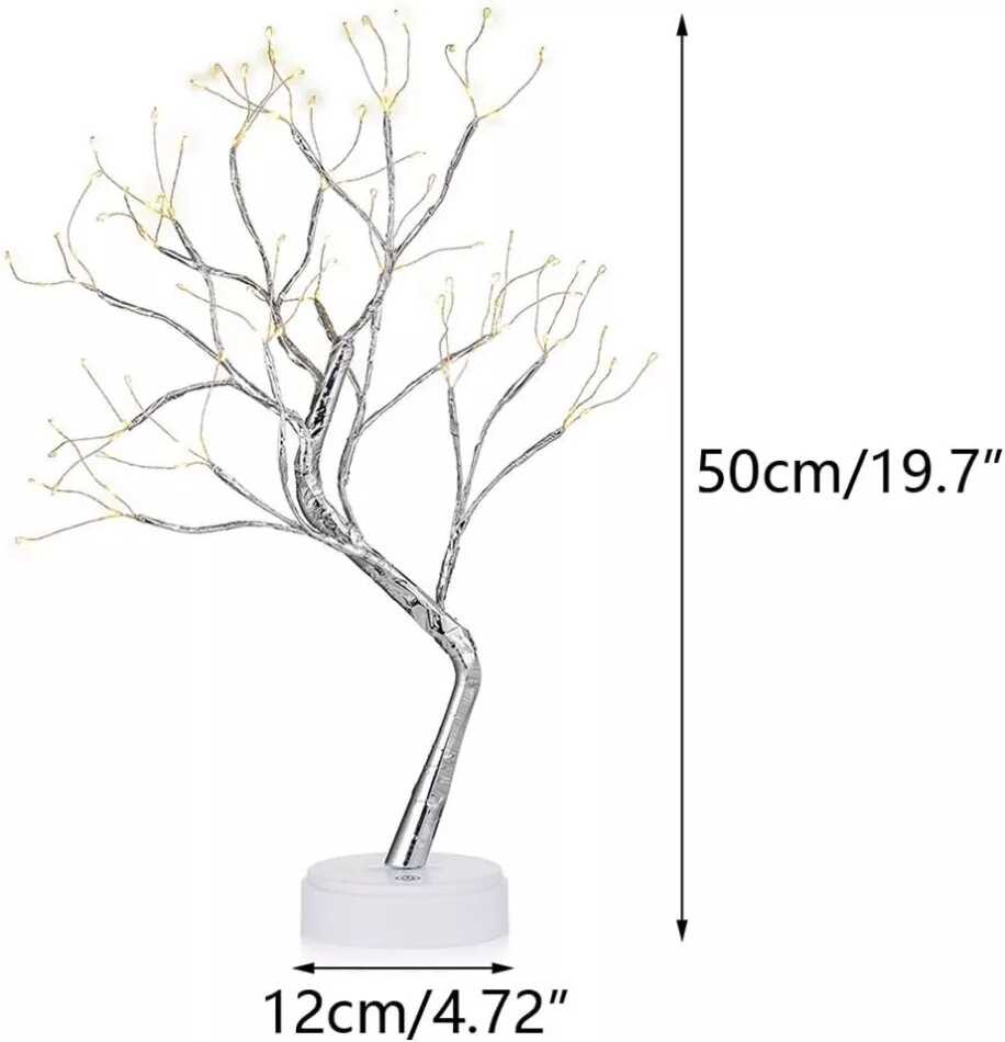 Asztali LED Bonsai (50 cm), Melegfehér, Elemes és Hálózati, Érintőkapcsolós
