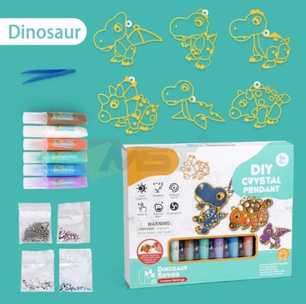 DIY Dínós Kristály Kulcstartó,ékszer készítő készlet gyerekeknek