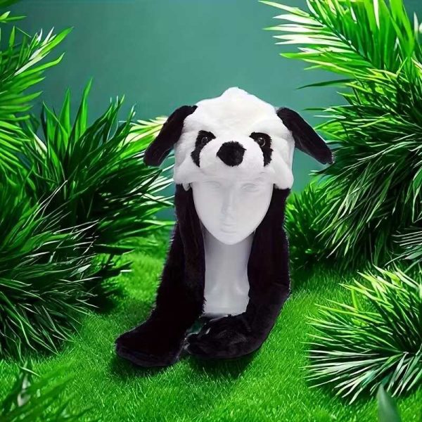 Pandás plüss sapka mozgatható fülekekkel