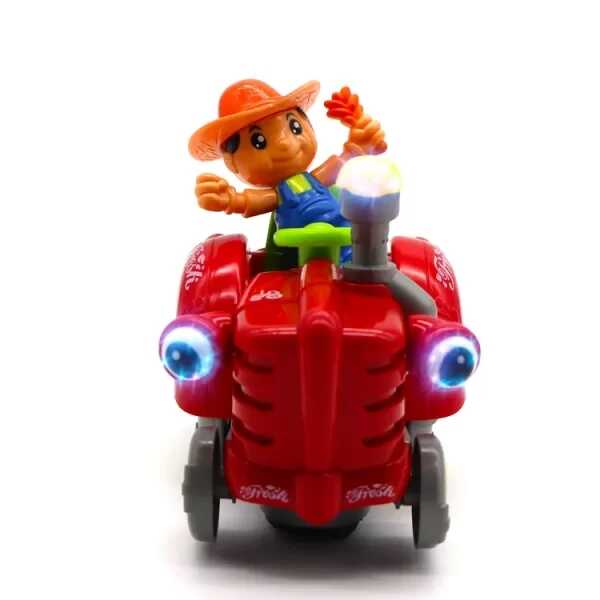 Zenélő és világító traktor kis figurával