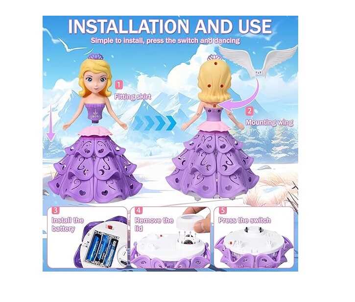 Interaktív zenélő és táncoló hercegnő baba