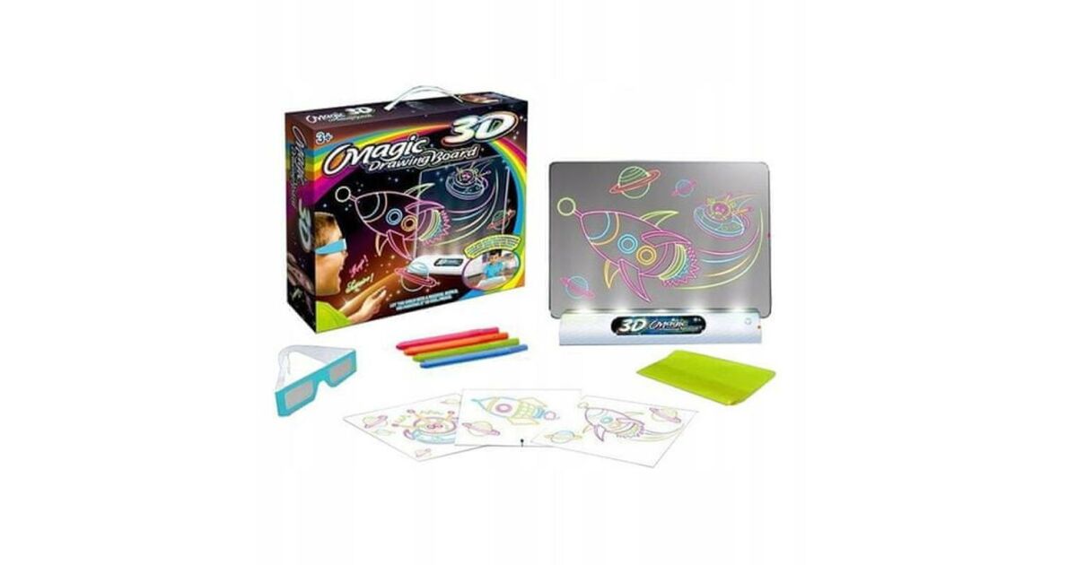 "Varázslatos 3D LED rajztábla szett gyerekeknek Ez a 3D LED rajztábla szett egyedülálló élményt nyújt a gyermekek számára, amellyel a kreativitásuk és a képzelőerejük szabadon szárnyalhat. A hagyományos rajzolás most egy új szintre emelkedik, hiszen az elkészült alkotások szó szerint életre kelnek a szemük előtt. Hogyan működik a varázslat? A használata rendkívül egyszerű: a gyermek helyezze a rajzot az átlátszó táblára, majd tegye azt a LED-es alapra. A világítás hatására a vonalak még élénkebbek lesznek, a 3D szemüveg felvétele után pedig a rajz háromdimenziós formát ölt. Ez a látványos hatás még izgalmasabbá teszi a rajzolást és a színezést. Miért érdemes ezt a szettet választani? Ez a rajztábla több, mint egy egyszerű játék: egy eszköz, amellyel a gyerekek kifejezhetik magukat és fejleszthetik a művészi készségeiket. Fejleszti a kreativitást, a képzelőerőt és a kézügyességet. A LED világítás különleges hangulatot teremt, és a rajzokat még látványosabbá teszi. Ideális ajándék minden kis művész számára, garantáltan órákig tartó szórakozást nyújtva."