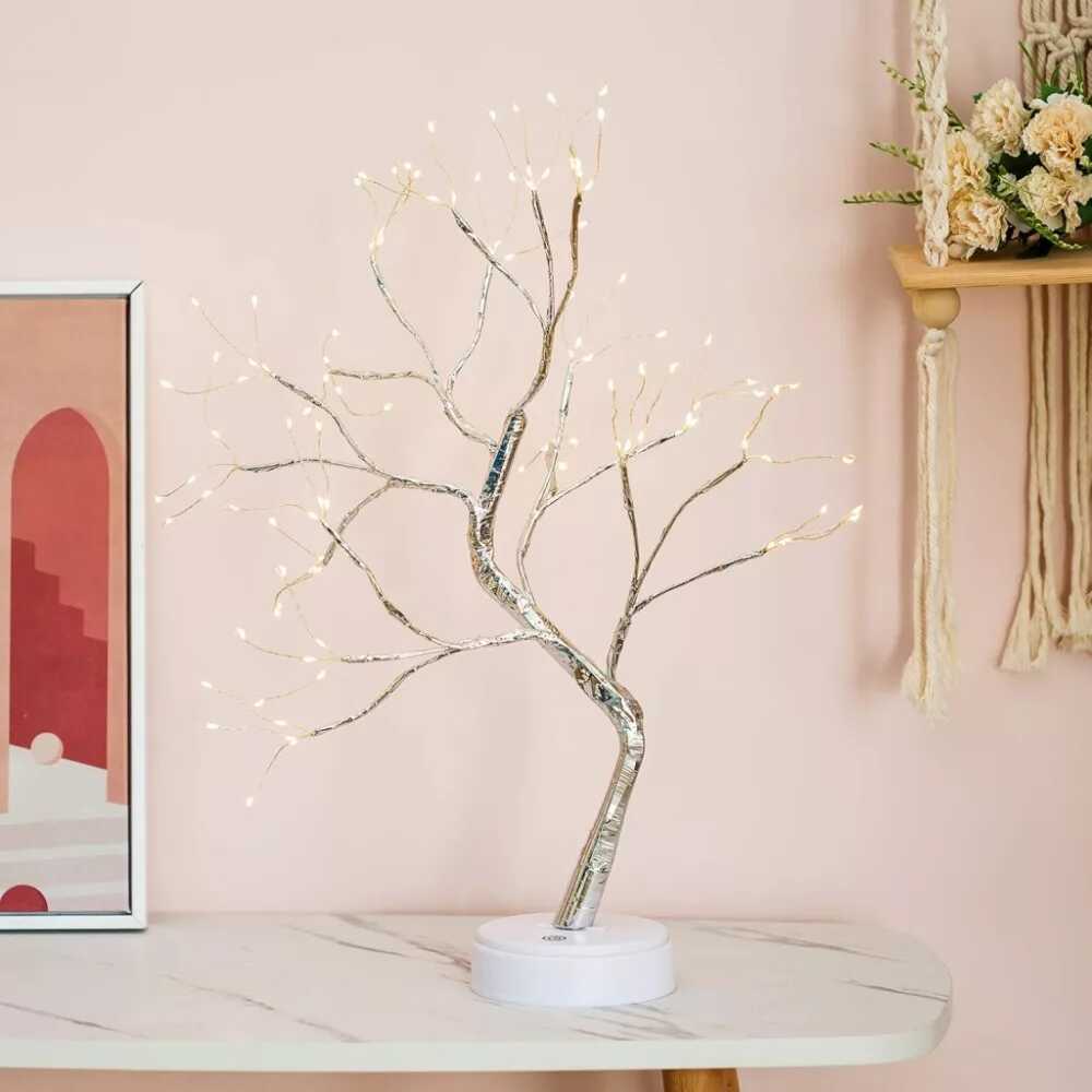 Asztali LED Bonsai (50 cm), Melegfehér, Elemes és Hálózati, Érintőkapcsolós