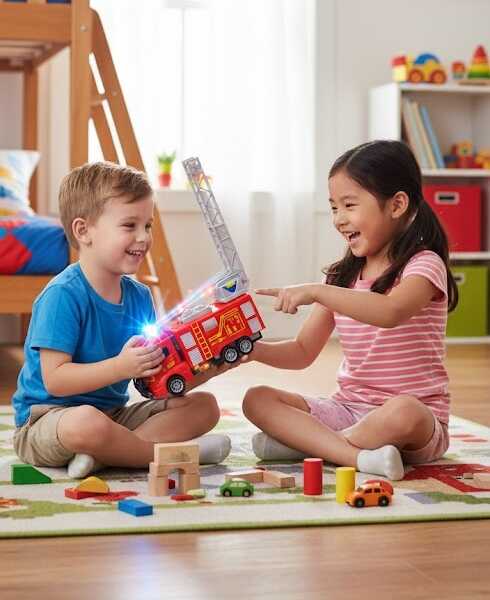 Tűzoltó autó fény és hanghatásokkal