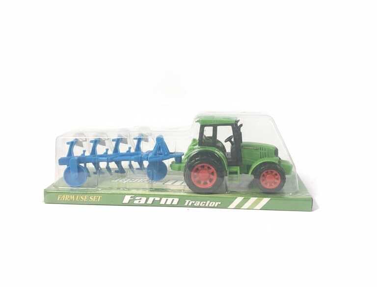 Mezőgazdasági játék traktor munkagéppel , 30 cm