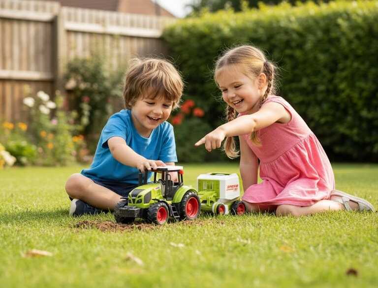 Játék traktor permetező utánfutóval , 30 cm