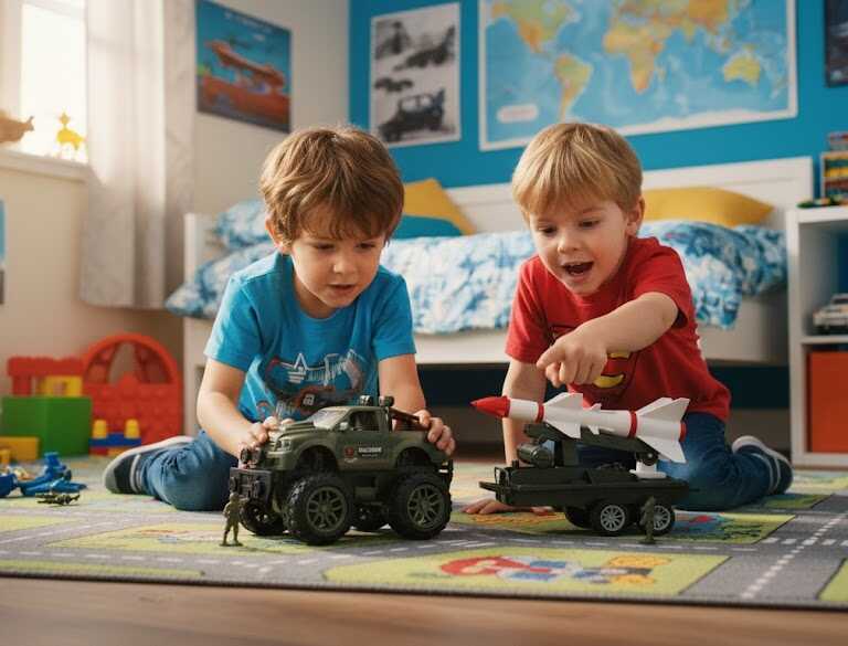 Játék Katonai Jármű Rakétakilövővel, Terepmintás, 50 cm