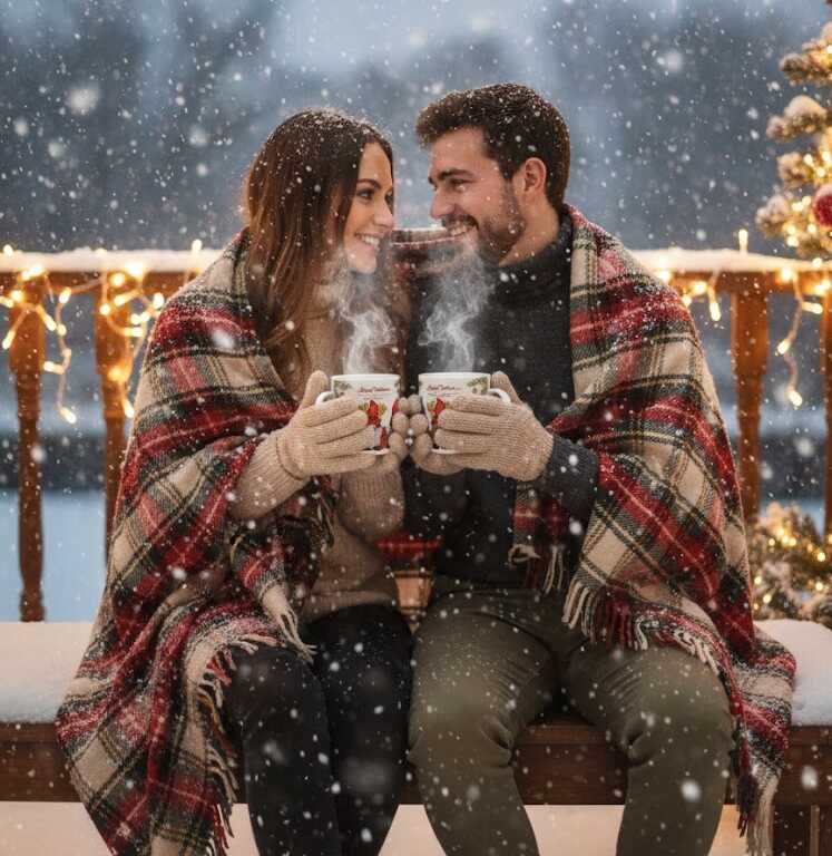 Karácsonyi Bögre Szett Manós Mintával, Kanállal és Fedővel