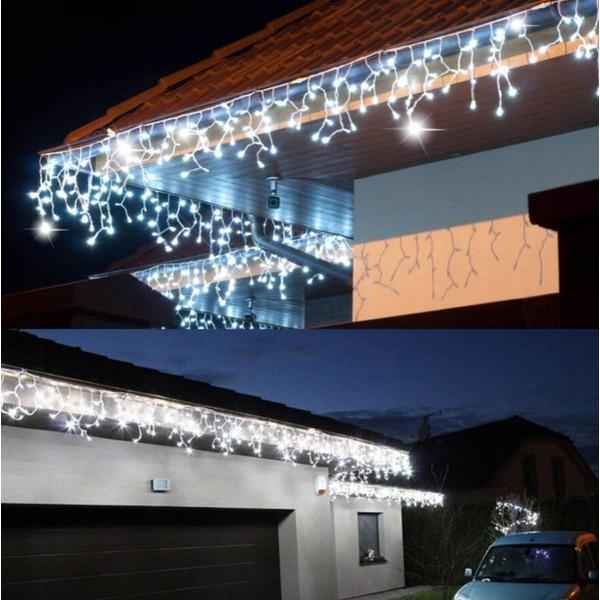 Karácsonyi Jégcsap LED Fényfüzér, 30 méteres, 600 LED, Hideg fehér kültéri ip 44 610W