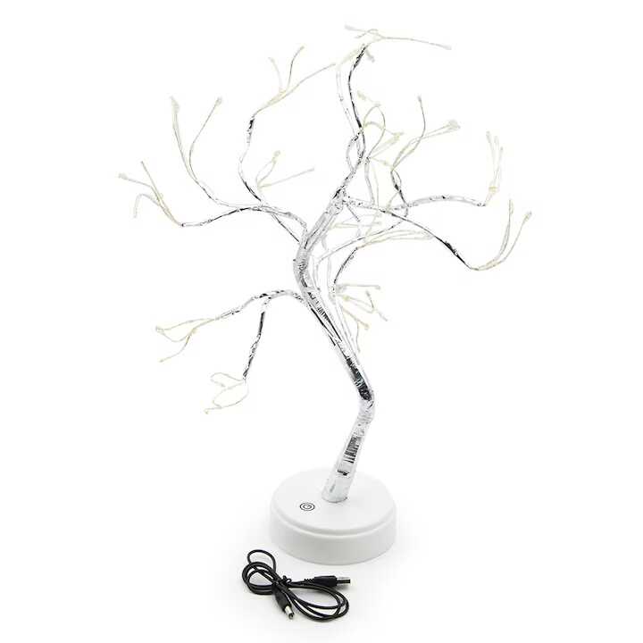 Asztali LED Bonsai (50 cm), Melegfehér, Elemes és Hálózati, Érintőkapcsolós