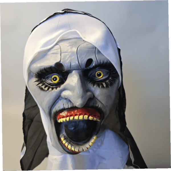 Halloweeni rémisztő apáca gumi maszk