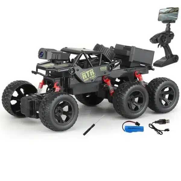 Kamerás off road távirányítós kaszkadőr autó ,6 kerekű , okostelefonnal vezérelhető