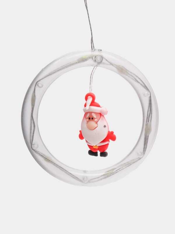 Karácsonyi Kör Fényfüggöny 10 db Gyűrűvel, 3 m x 0.6 m, Melegfehér, Karácsonyi Mintákkal