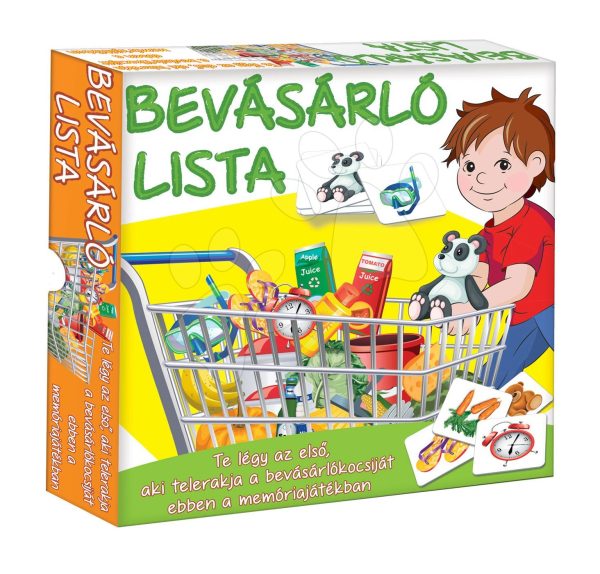Társasjáték Bevásárló lista memória és oktatójáték az élelmiszerekről