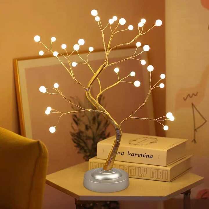 Asztali LED Bonsai (50 cm), Melegfehér, Elemes és Hálózati, Érintőkapcsolós