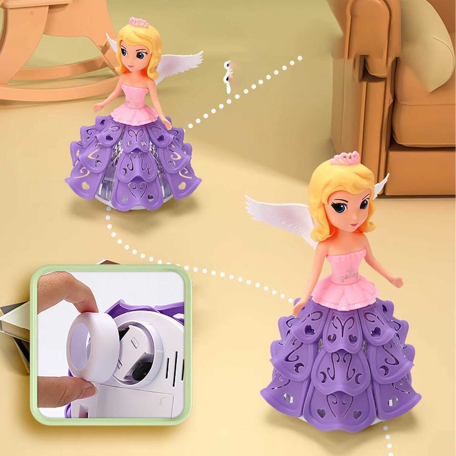 Interaktív zenélő és táncoló hercegnő baba